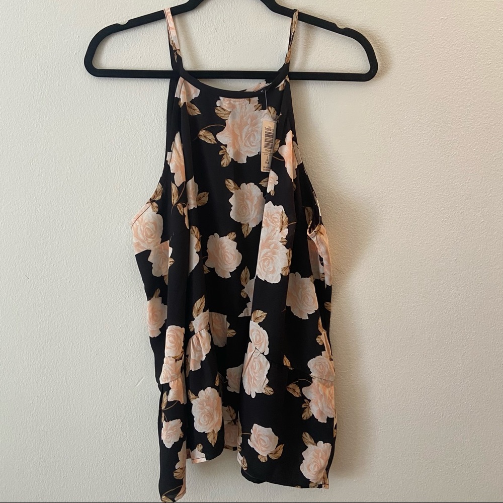 Torrid Black Floral Tank Plus Size
